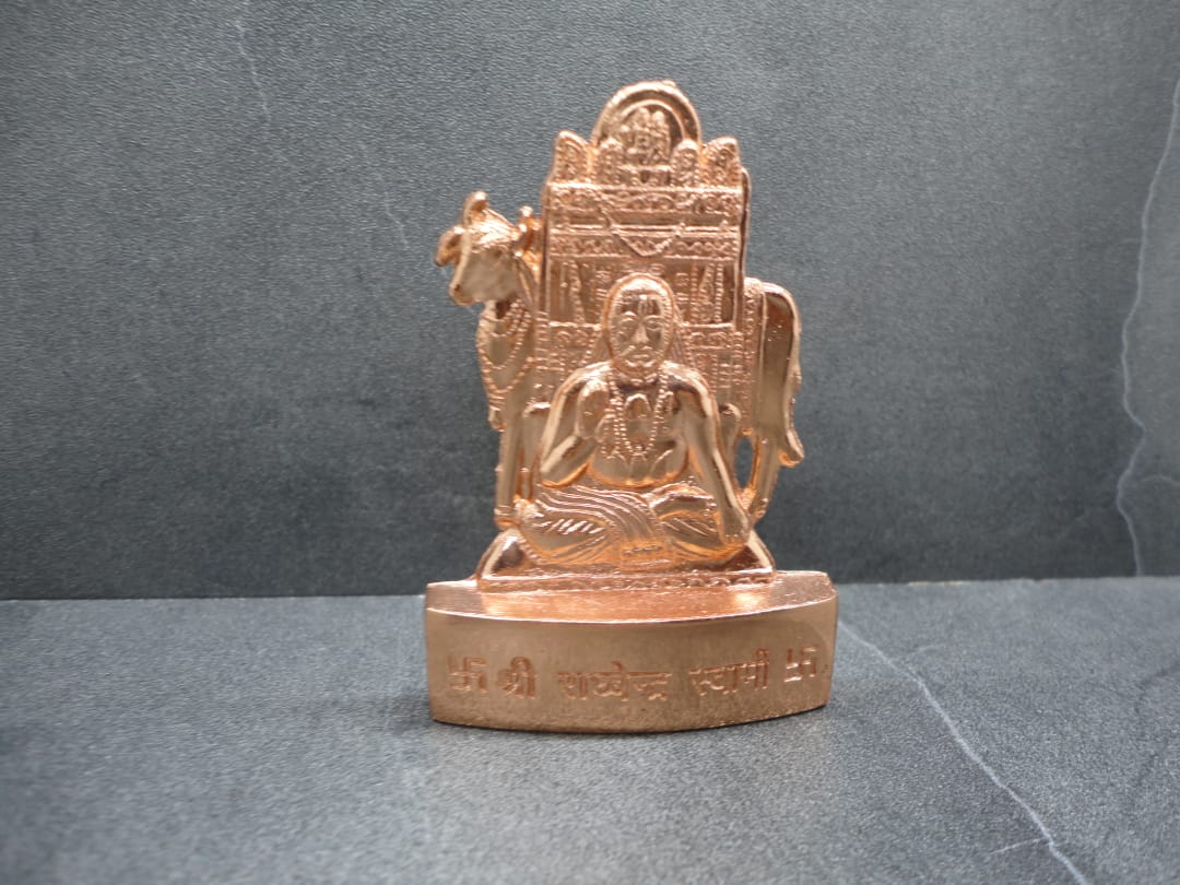 Brass Lord Raghavendra Swamy with Kamadhenu Cow Figurine | Handcrafted ...